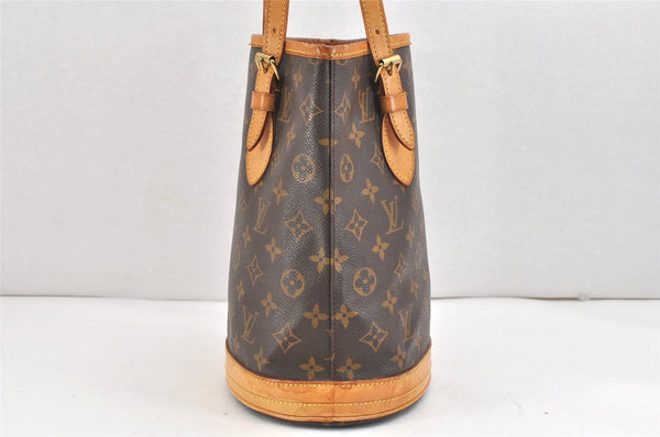 Authentic Louis Vuitton Monogram Bucket PM Shoulder Tote Bag M42238 LV 2440K