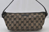 Authentic GUCCI Vintage Hand Bag Pouch Purse GG Canvas Leather 07198 Black 2441J