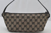 Authentic GUCCI Vintage Hand Bag Pouch Purse GG Canvas Leather 07198 Black 2441J