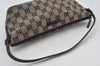 Authentic GUCCI Vintage Hand Bag Pouch Purse GG Canvas Leather 07198 Black 2441J