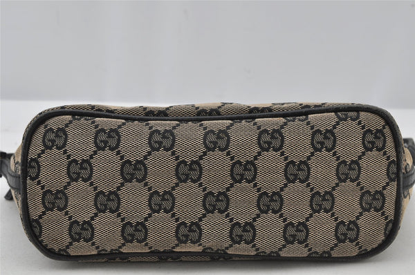 Authentic GUCCI Vintage Hand Bag Pouch Purse GG Canvas Leather 07198 Black 2441J