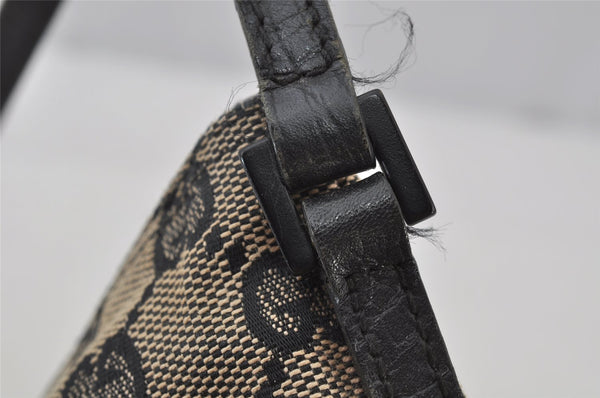 Authentic GUCCI Vintage Hand Bag Pouch Purse GG Canvas Leather 07198 Black 2441J