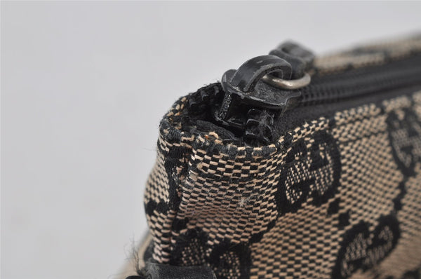 Authentic GUCCI Vintage Hand Bag Pouch Purse GG Canvas Leather 07198 Black 2441J