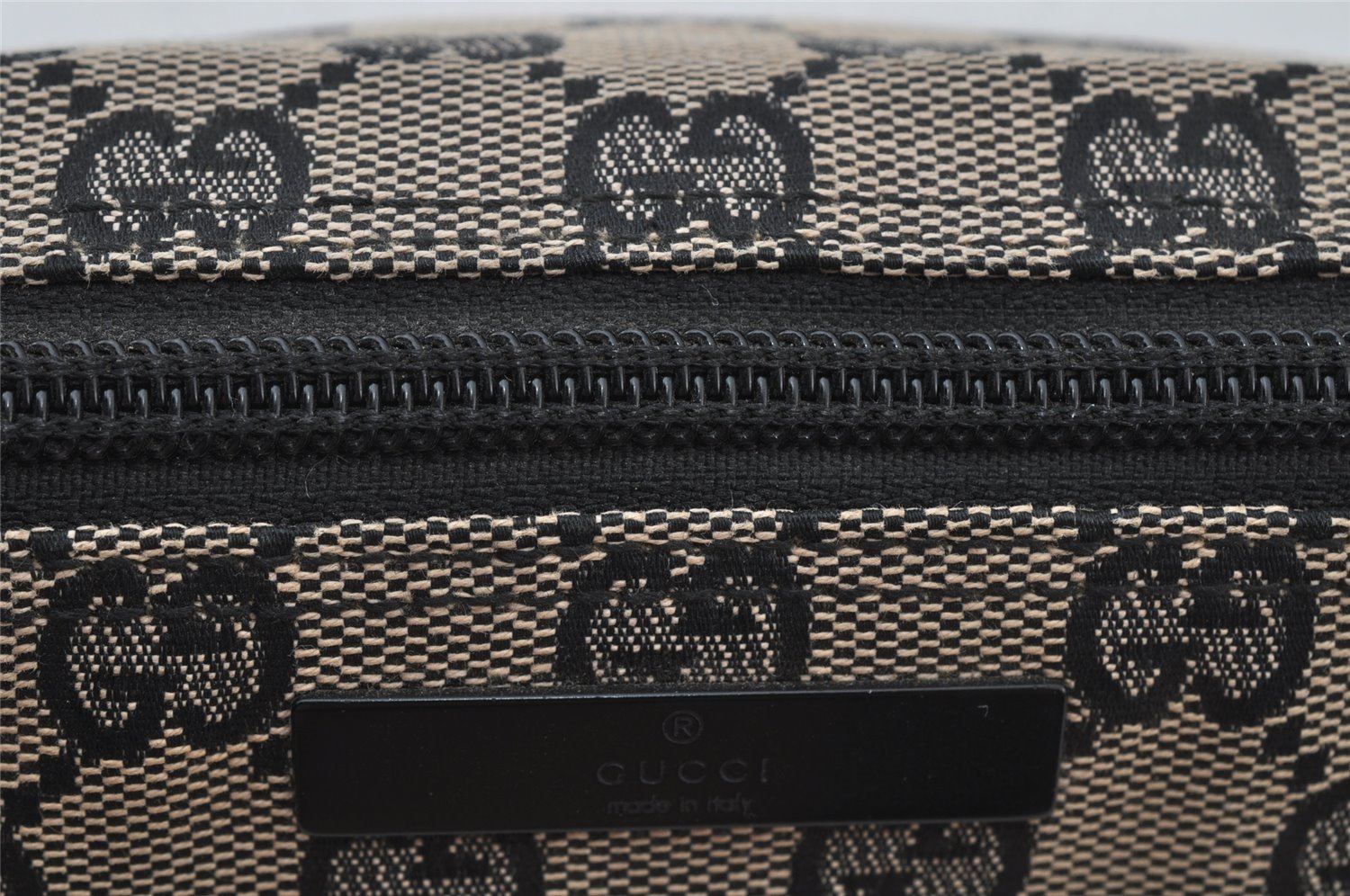 Authentic GUCCI Vintage Hand Bag Pouch Purse GG Canvas Leather 07198 Black 2441J