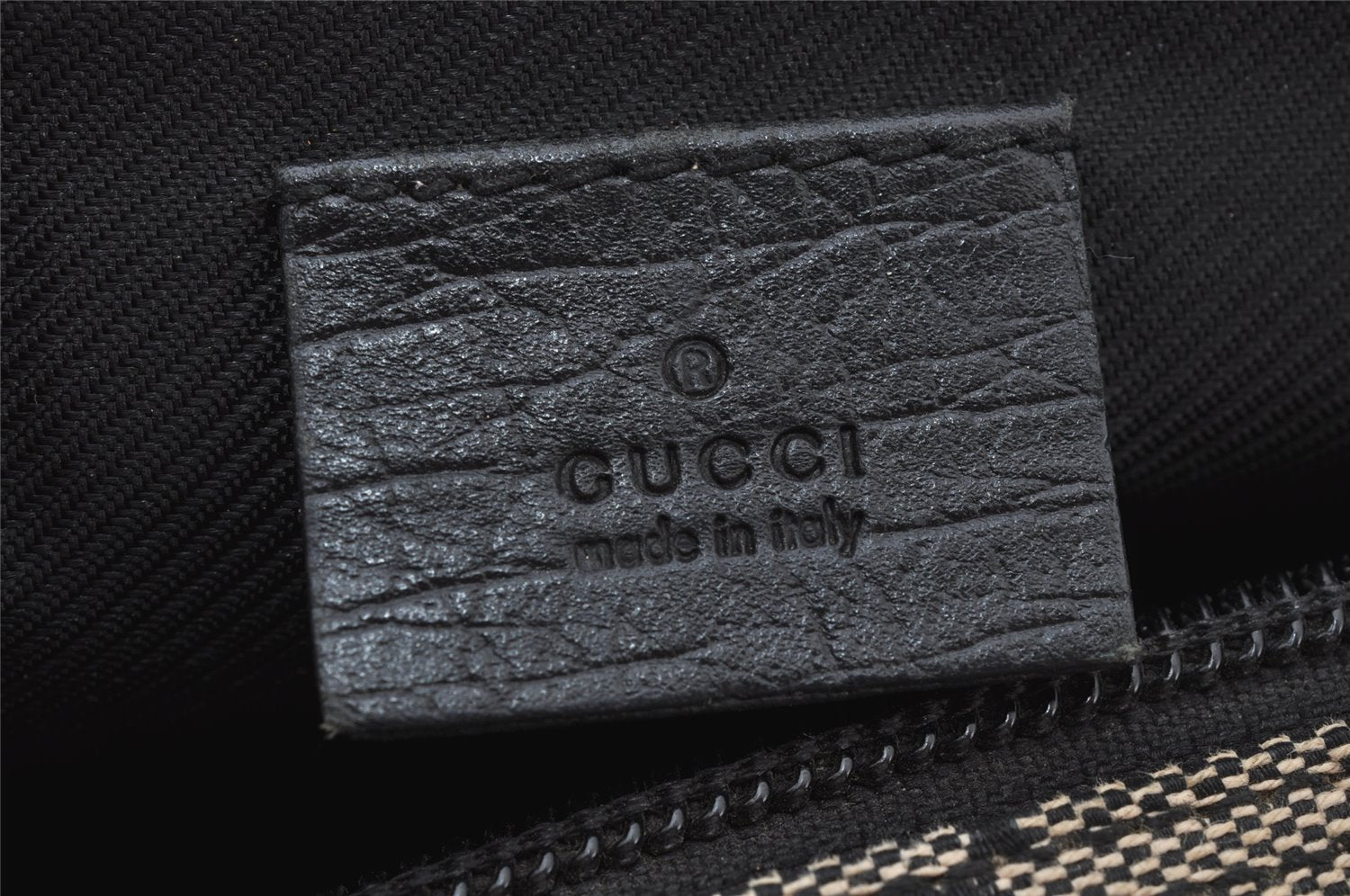 Authentic GUCCI Vintage Hand Bag Pouch Purse GG Canvas Leather 07198 Black 2441J