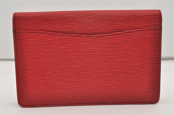 Authentic Louis Vuitton Epi Montaigne 23 Clutch Hand Bag Red M52667 LV 2442J