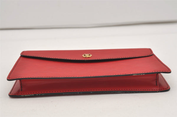 Authentic Louis Vuitton Epi Montaigne 23 Clutch Hand Bag Red M52667 LV 2442J