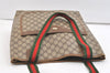 Authentic GUCCI Web Sherry Line Shoulder Tote Bag GG PVC Leather Brown 2442K