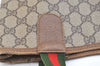 Authentic GUCCI Web Sherry Line Shoulder Tote Bag GG PVC Leather Brown 2442K