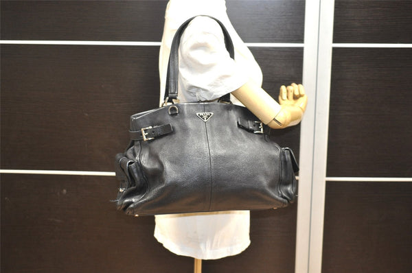 Authentic PRADA Vintage Leather Nappa Shoulder Hand Bag Black 2443I