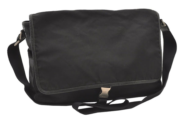 Authentic PRADA Nylon Tessuto Leather Shoulder Cross Body Bag Black 2443J