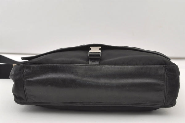 Authentic PRADA Nylon Tessuto Leather Shoulder Cross Body Bag Black 2443J