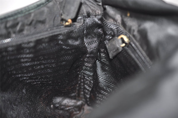 Authentic PRADA Nylon Tessuto Leather Shoulder Cross Body Bag Black 2443J