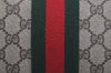 Authentic GUCCI Web Sherry Line Clutch Hand Bag GG PVC Leather Brown Junk 2444J