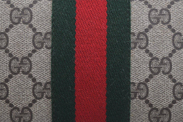 Authentic GUCCI Web Sherry Line Clutch Hand Bag GG PVC Leather Brown Junk 2444J