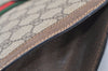 Authentic GUCCI Web Sherry Line Clutch Hand Bag GG PVC Leather Brown Junk 2444J