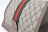 Authentic GUCCI Web Sherry Line Clutch Hand Bag GG PVC Leather Brown Junk 2444J