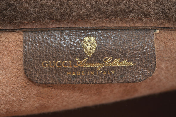 Authentic GUCCI Web Sherry Line Clutch Hand Bag GG PVC Leather Brown Junk 2444J