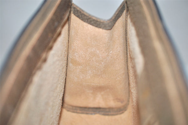 Authentic GUCCI Web Sherry Line Clutch Hand Bag GG PVC Leather Brown Junk 2444J