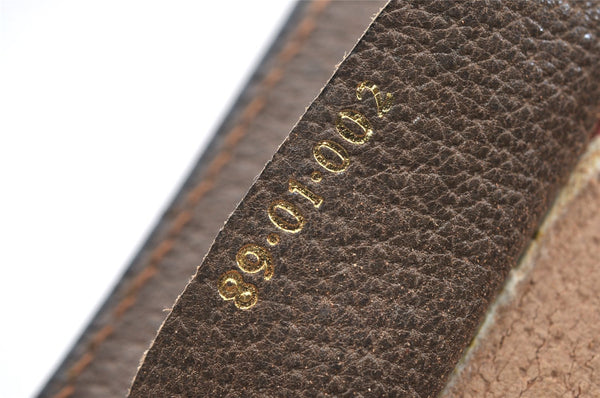 Authentic GUCCI Web Sherry Line Clutch Hand Bag GG PVC Leather Brown Junk 2444J