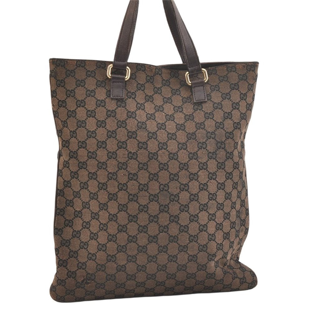 Authentic GUCCI Vintage Hand Tote Bag GG Canvas Leather 272347 Brown 2444K