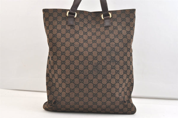 Authentic GUCCI Vintage Hand Tote Bag GG Canvas Leather 272347 Brown 2444K