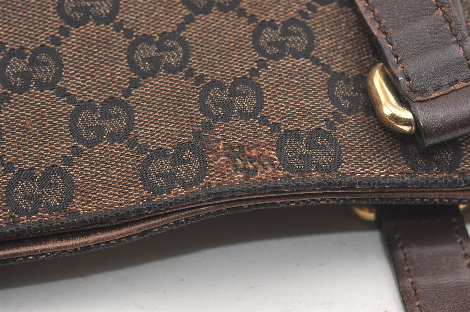 Authentic GUCCI Vintage Hand Tote Bag GG Canvas Leather 272347 Brown 2444K