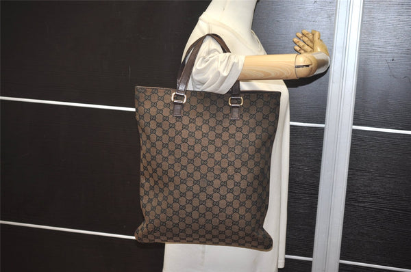 Authentic GUCCI Vintage Hand Tote Bag GG Canvas Leather 272347 Brown 2444K