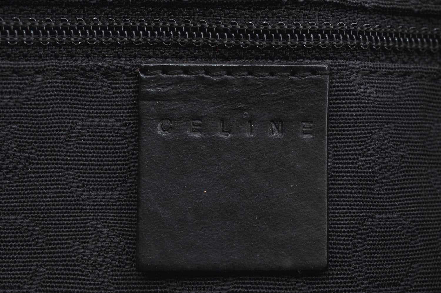Authentic CELINE C Macadam Carriage Pattern Hand Bag Canvas Leather Black 2445I