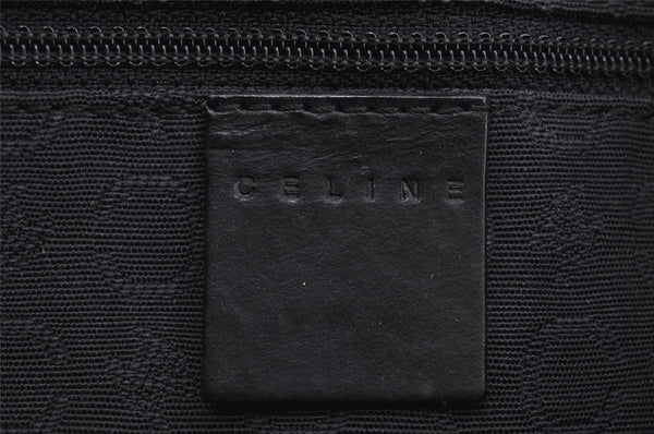 Authentic CELINE C Macadam Carriage Pattern Hand Bag Canvas Leather Black 2445I