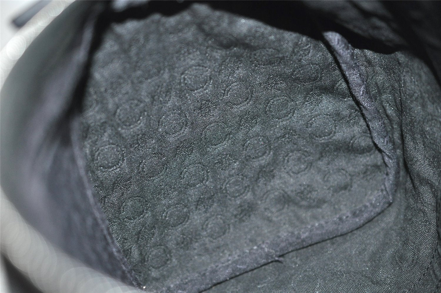 Authentic CELINE C Macadam Carriage Pattern Hand Bag Canvas Leather Black 2445I