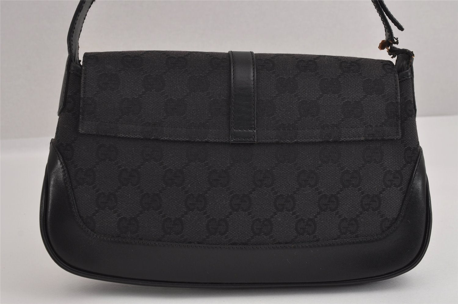 Auth GUCCI Jackie Shoulder Hand Bag GG Canvas Leather Black 0013824 Junk 2445J