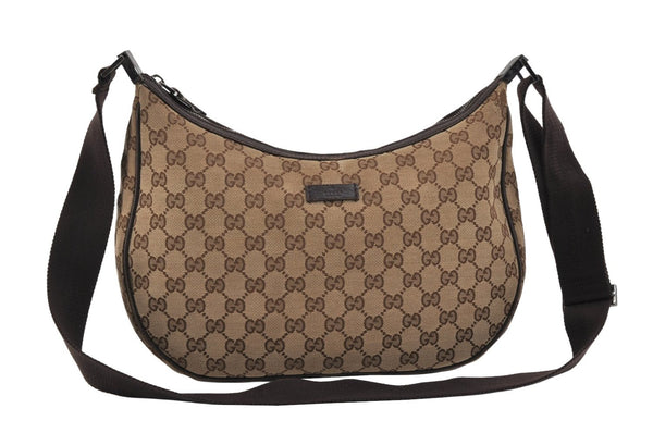 Authentic GUCCI Shoulder Cross Body Bag GG Canvas Leather 122790 Brown 2445K