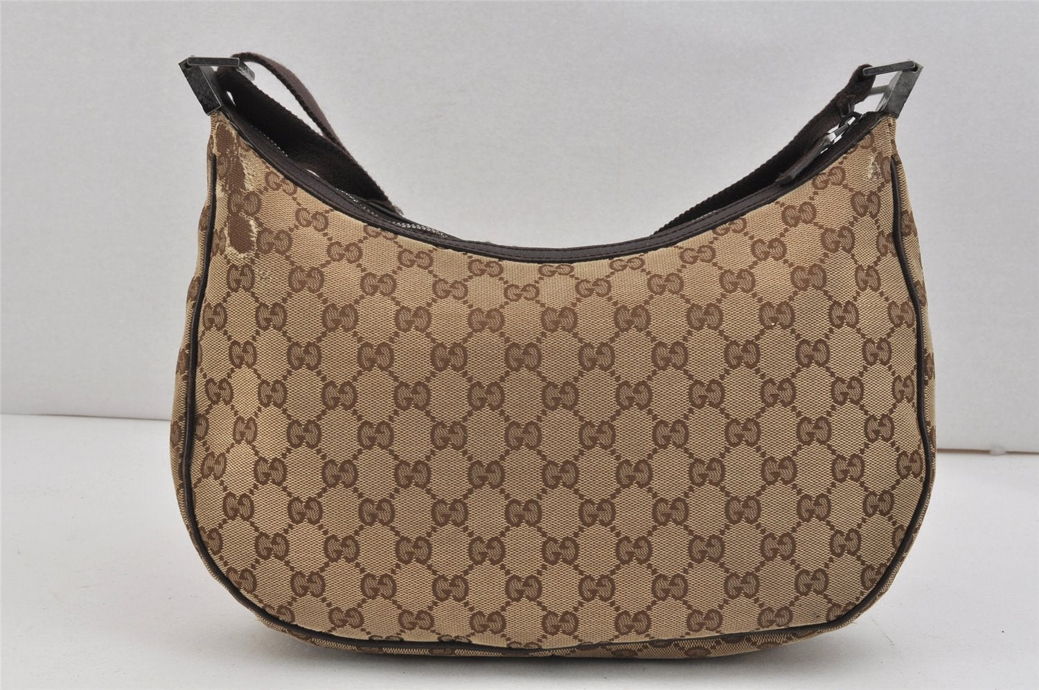Authentic GUCCI Shoulder Cross Body Bag GG Canvas Leather 122790 Brown 2445K