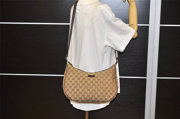 Authentic GUCCI Shoulder Cross Body Bag GG Canvas Leather 122790 Brown 2445K