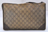 Authentic GUCCI Clutch Hand Bag Purse GG PVC Leather Brown Junk 2446J