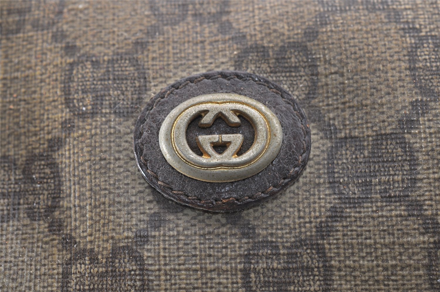 Authentic GUCCI Clutch Hand Bag Purse GG PVC Leather Brown Junk 2446J