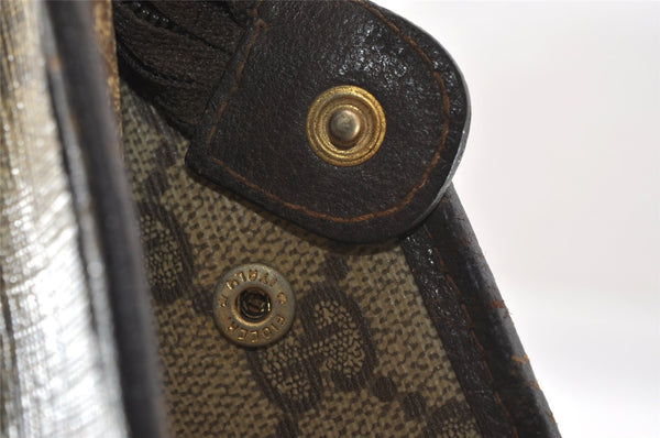 Authentic GUCCI Clutch Hand Bag Purse GG PVC Leather Brown Junk 2446J