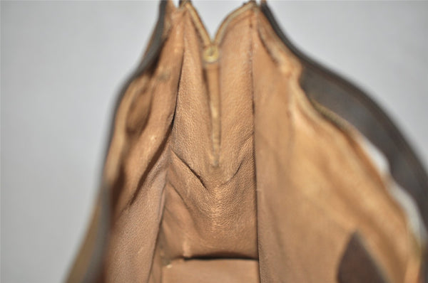 Authentic GUCCI Clutch Hand Bag Purse GG PVC Leather Brown Junk 2446J