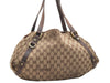 Authentic GUCCI Abbey Shoulder Tote Bag GG Canvas Leather 130736 Brown 2446K