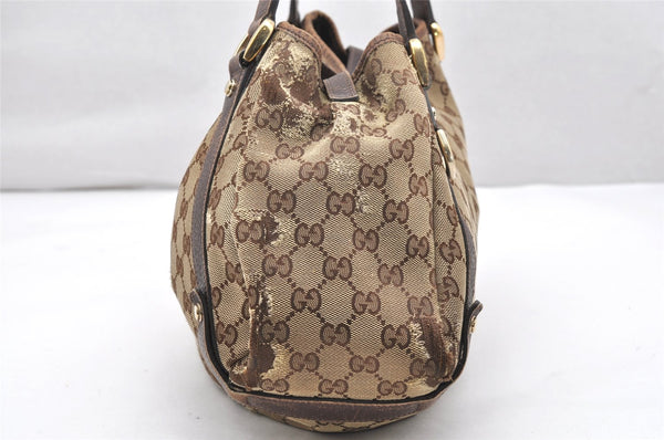 Authentic GUCCI Abbey Shoulder Tote Bag GG Canvas Leather 130736 Brown 2446K