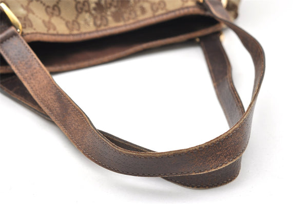Authentic GUCCI Abbey Shoulder Tote Bag GG Canvas Leather 130736 Brown 2446K