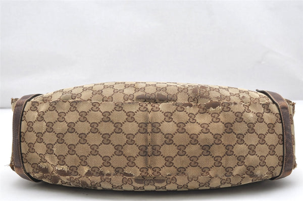 Authentic GUCCI Abbey Shoulder Tote Bag GG Canvas Leather 130736 Brown 2446K