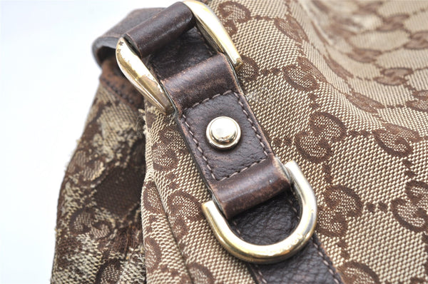 Authentic GUCCI Abbey Shoulder Tote Bag GG Canvas Leather 130736 Brown 2446K