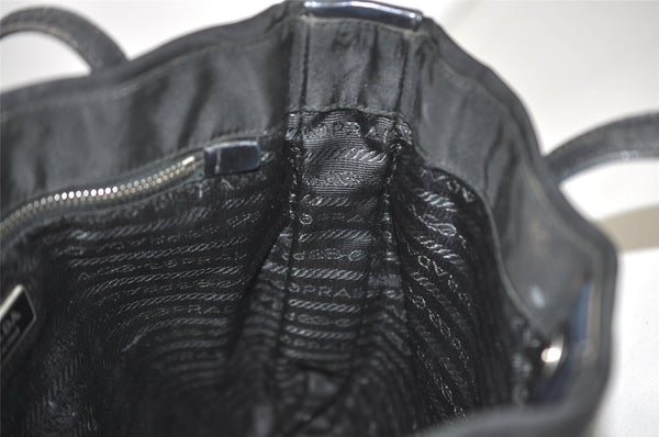 Authentic PRADA Nylon Tessuto Leather Shoulder Tote Bag Purse Black 2447I