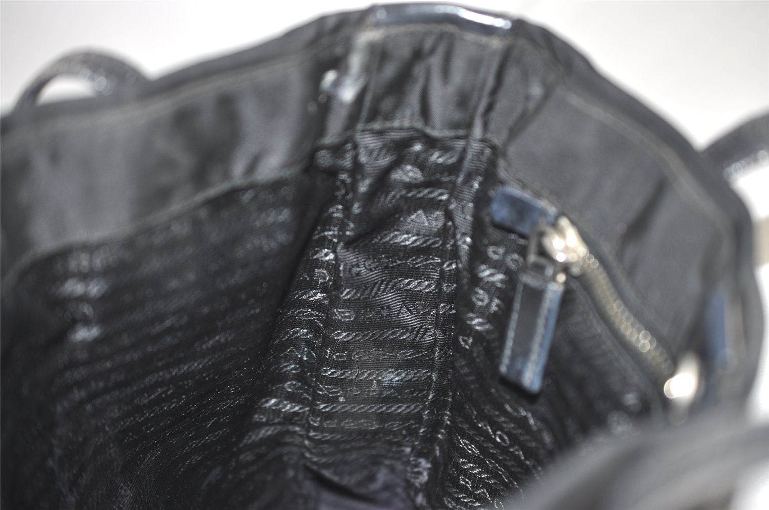 Authentic PRADA Nylon Tessuto Leather Shoulder Tote Bag Purse Black 2447I