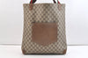 Authentic GUCCI Web Sherry Line Shoulder Tote Bag GG PVC Leather Brown 2449K