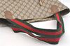 Authentic GUCCI Web Sherry Line Shoulder Tote Bag GG PVC Leather Brown 2449K