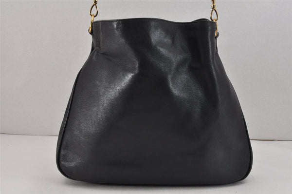 Authentic GUCCI Bamboo 2Way Shoulder Hand Bag Leather Black 0011577 Junk 2450K