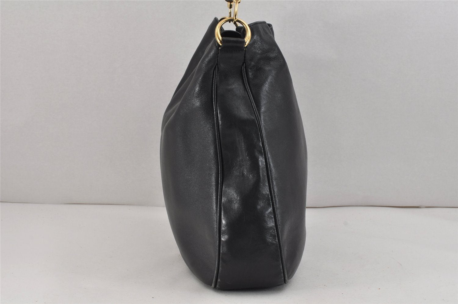 Authentic GUCCI Bamboo 2Way Shoulder Hand Bag Leather Black 0011577 Junk 2450K